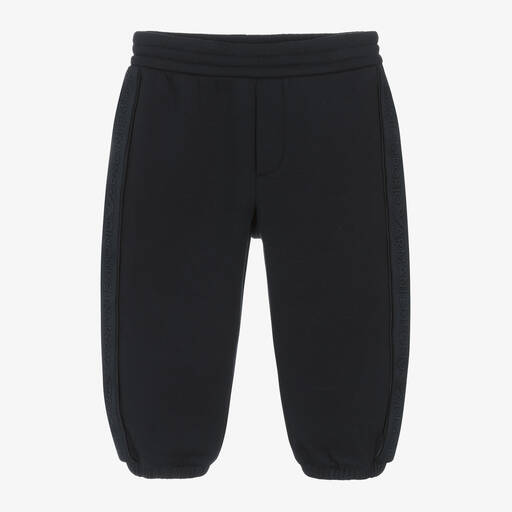 Emporio Armani-Baby Boys Blue Cotton Logo Tape Joggers | Childrensalon Outlet