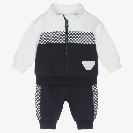 Emporio Armani-Blauer Baby-Baumwoll-Trainingsanzug | Childrensalon Outlet