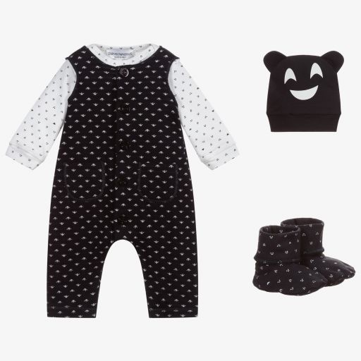 Emporio Armani-Baby Boys Blue Dungaree Set | Childrensalon Outlet