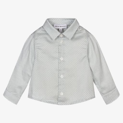 Emporio Armani-Baby Boys Blue Logo Shirt | Childrensalon Outlet