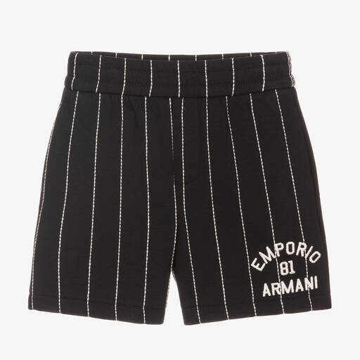 Emporio Armani-Short coton bleu à rayures tennis | Childrensalon Outlet