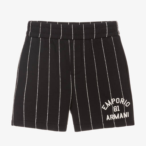 Emporio Armani-شورت أطفال ولادي قطن جيرسي مقلم لون كحلي وأبيض | Childrensalon Outlet