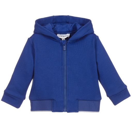 Emporio Armani-Baby Boys Blue Zip-Up Top | Childrensalon Outlet