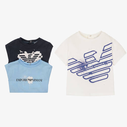 Emporio Armani-Baby Boys Cotton T-Shirts (3 Pack) | Childrensalon Outlet