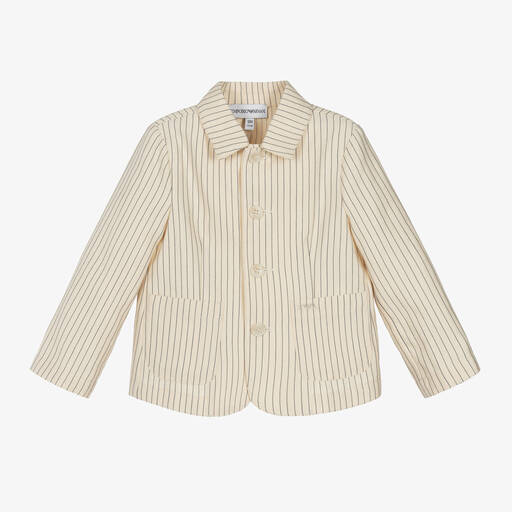 Emporio Armani-Baby Boys Ivory Cotton & Linen Blazer | Childrensalon Outlet