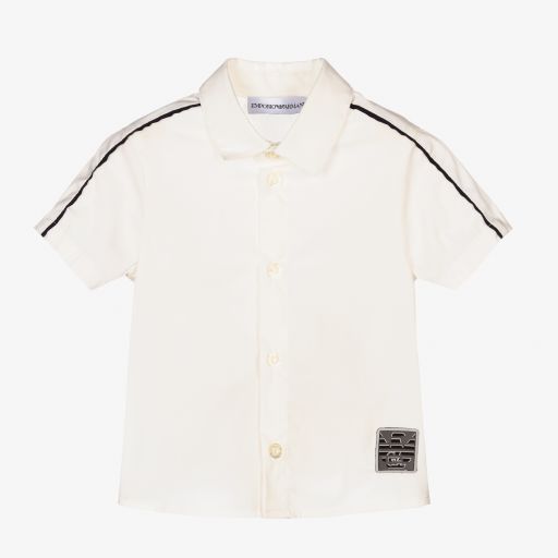 Emporio Armani-Baby Boys Ivory Cotton Shirt | Childrensalon Outlet