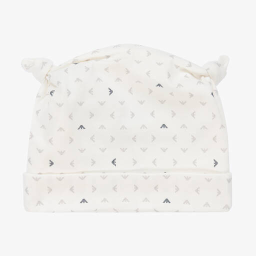 Emporio Armani-Baby Boys Ivory Monogram Hat | Childrensalon Outlet