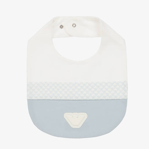 Emporio Armani-Кремово-голубой слюнявчик из хлопка для малышей | Childrensalon Outlet