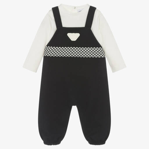 Emporio Armani-Navyblaues Latzhosen-Set aus Baumwolle für männliche Babys | Childrensalon Outlet
