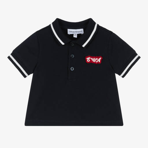 Emporio Armani-Синяя хлопковая рубашка поло | Childrensalon Outlet
