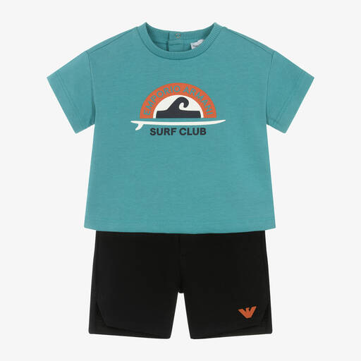 Emporio Armani-Baby Boys Navy Blue Cotton Shorts Set | Childrensalon Outlet
