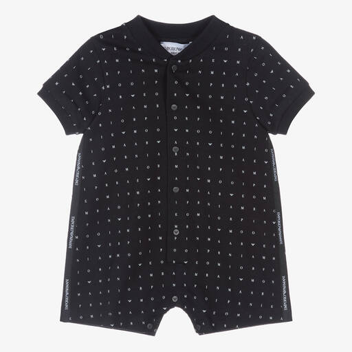 Emporio Armani-Baby Boys Navy Blue Logo Shortie | Childrensalon Outlet