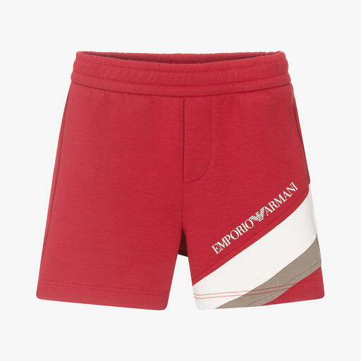 Emporio Armani-Baby Boys Red Cotton Jersey Shorts | Childrensalon Outlet