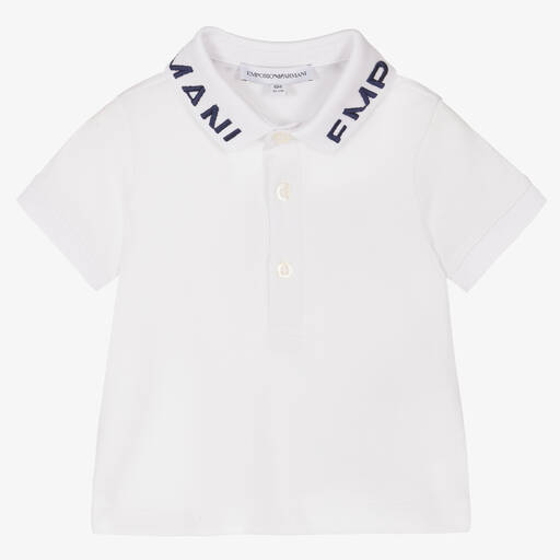 Emporio Armani-Weißes Baby-Baumwoll-Poloshirt (J) | Childrensalon Outlet