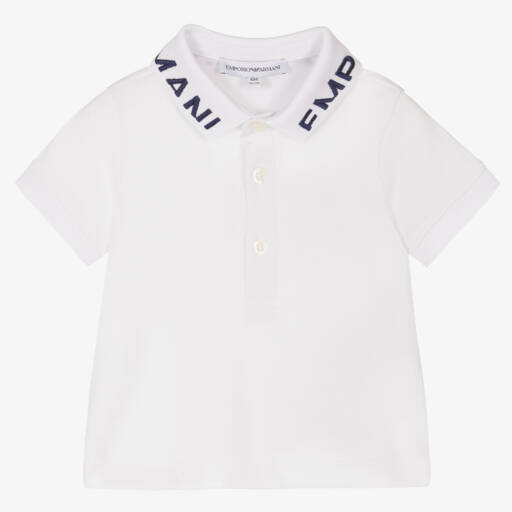 Emporio Armani-Белая хлопковая рубашка поло | Childrensalon Outlet