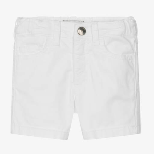 Emporio Armani-Baby Boys White Cotton Twill Shorts | Childrensalon Outlet