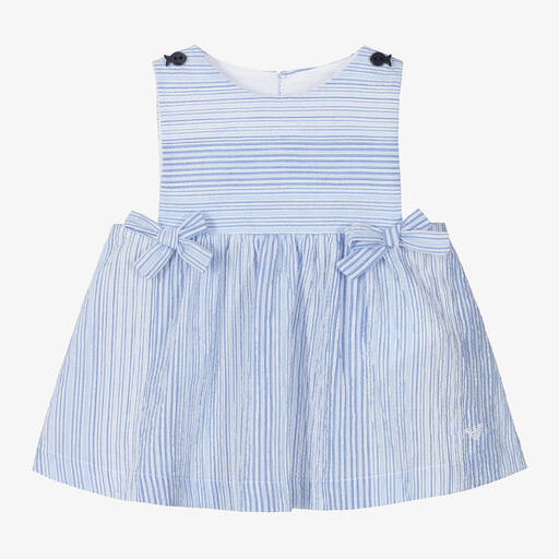 Emporio Armani-Голубое хлопковое платье в полоску | Childrensalon Outlet