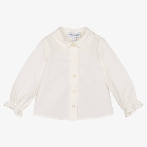 Emporio Armani-Baby Girls Ivory Cotton Blouse | Childrensalon Outlet