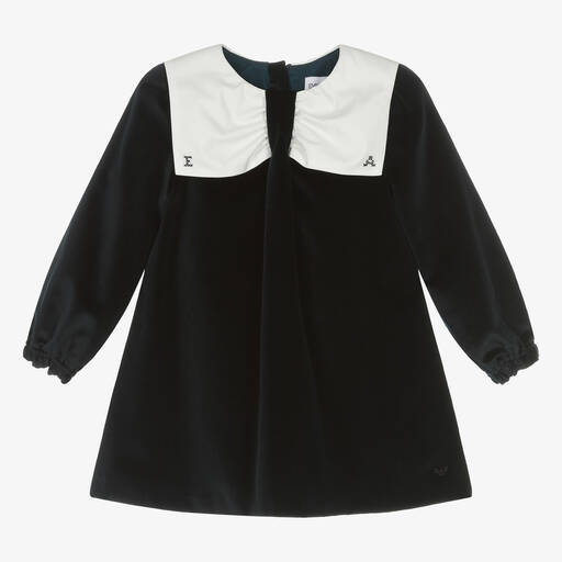 Emporio Armani-Baby Girls Navy Blue Velvet Dress | Childrensalon Outlet