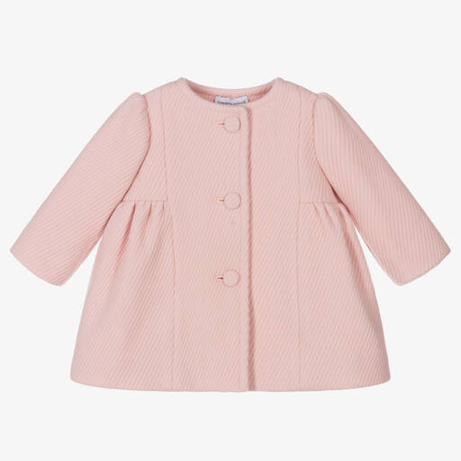 Emporio Armani-Baby Girls Pink Wool Coat | Childrensalon Outlet