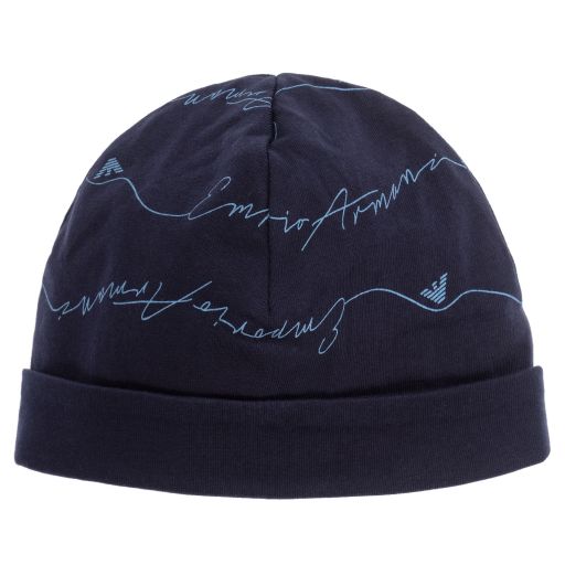 Emporio Armani-Baby Navy Blue Logo Hat | Childrensalon Outlet