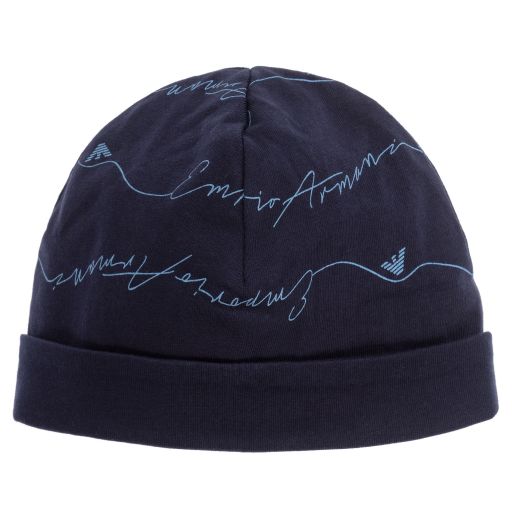 Emporio Armani-Bonnet bleu marine à logo Bébé | Childrensalon Outlet