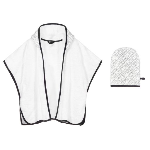 Emporio Armani-Белое полотенце с рукавичкой для малыша | Childrensalon Outlet
