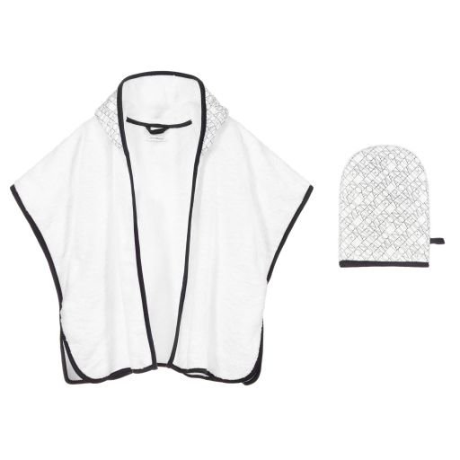 Emporio Armani-Ensemble cape de bain blanche Bébé | Childrensalon Outlet