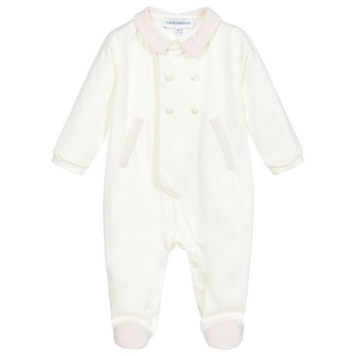 Emporio Armani-بيبي غرو أطفال ولادي قطن جيرسي لون عاجي وبيج | Childrensalon Outlet