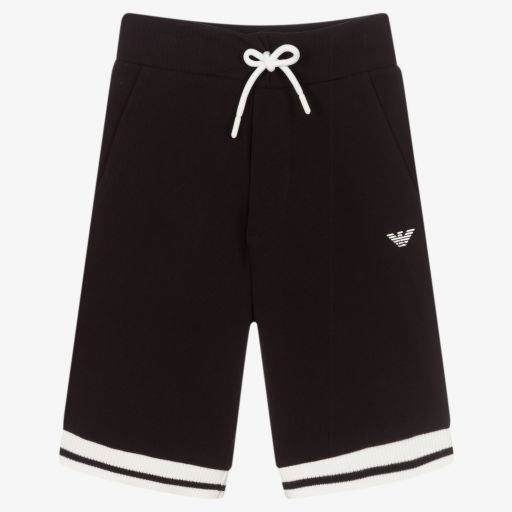 Emporio Armani-Schwarze Shorts aus Baumwollpiqué | Childrensalon Outlet