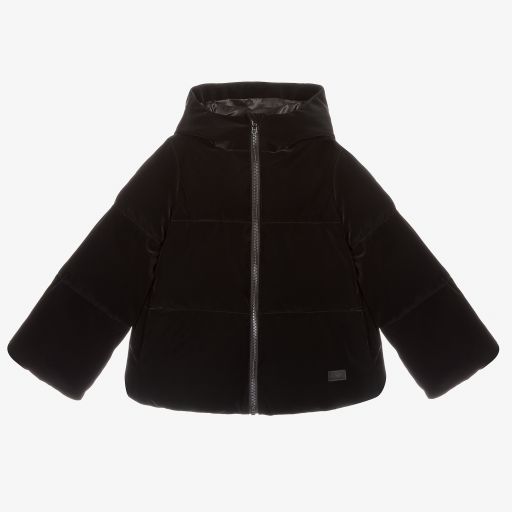 Emporio Armani-Black Hooded Puffer Jacket | Childrensalon Outlet