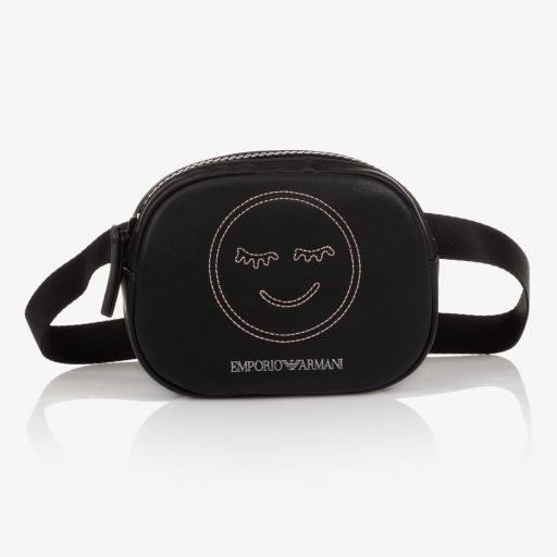 Emporio Armani-حقيبة حزام جلد صناعي لون أسود للبنات (15 سم) | Childrensalon Outlet