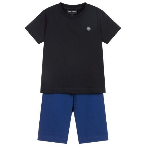 Emporio Armani-Black & Royal Blue Shorts Set | Childrensalon Outlet