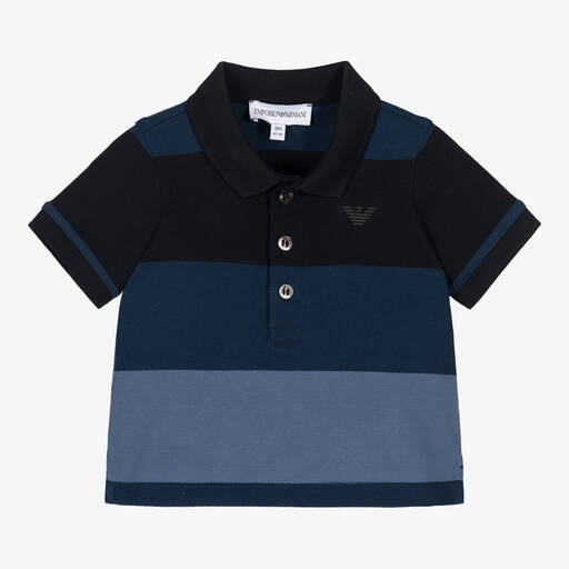 Emporio Armani-Blue Cotton Baby Polo Shirt | Childrensalon Outlet