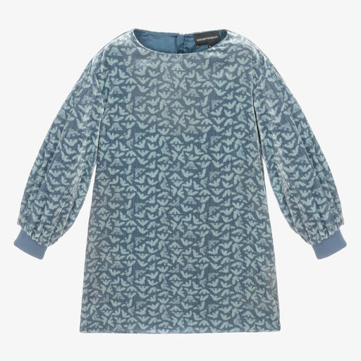 Emporio Armani-Голубое бархатное платье | Childrensalon Outlet
