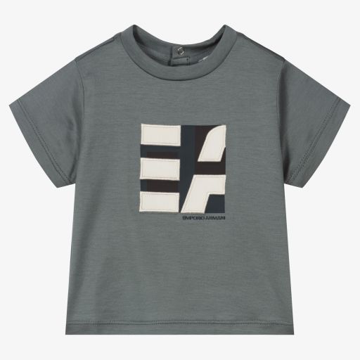 Emporio Armani-Blaugraues T-Shirt für Babys | Childrensalon Outlet