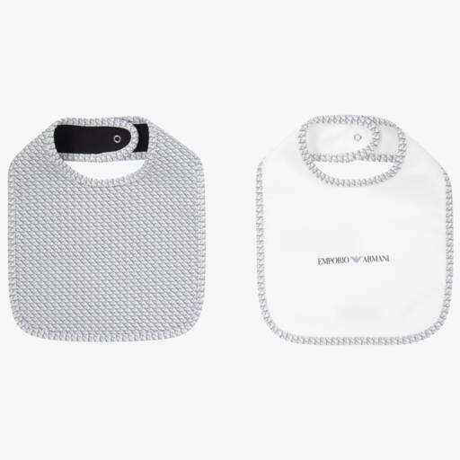 Emporio Armani-Blue & Ivory Bibs (2 Pack) | Childrensalon Outlet