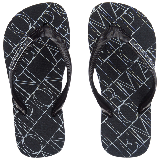 Emporio Armani-Blue Logo Flip Flops | Childrensalon Outlet