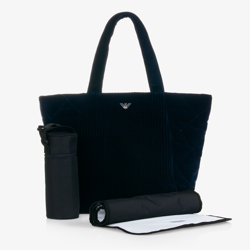 Emporio Armani-Blaue Wickeltasche aus Samt (50 cm) | Childrensalon Outlet