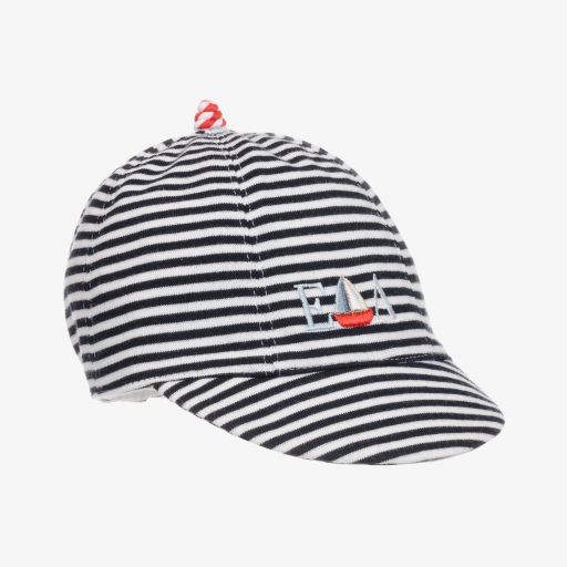 Emporio Armani-Blue & White Striped Baby Cap | Childrensalon Outlet