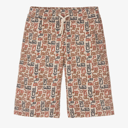 Emporio Armani-Baumwollshorts in Beige und Blau | Childrensalon Outlet