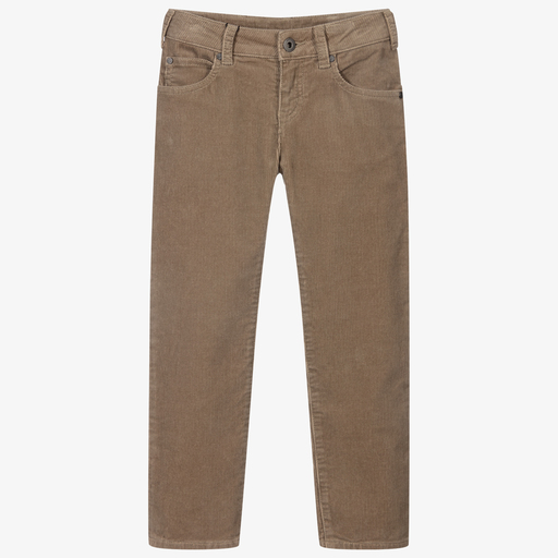 Emporio Armani-Бежевые вельветовые брюки для мальчиков | Childrensalon Outlet