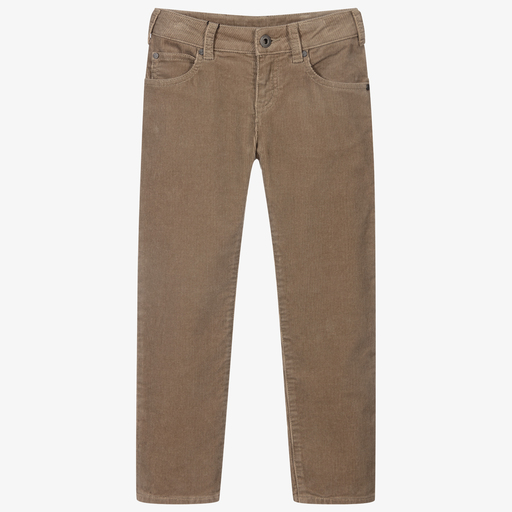Emporio Armani-Boys Beige Corduroy Trousers | Childrensalon Outlet
