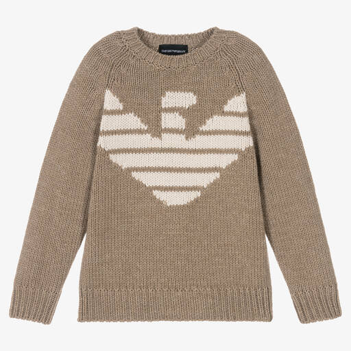 Emporio Armani-Бежевый шерстяной свитер для мальчиков | Childrensalon Outlet