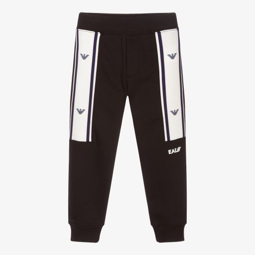 Emporio Armani-Черные хлопковые джоггеры для мальчиков | Childrensalon Outlet