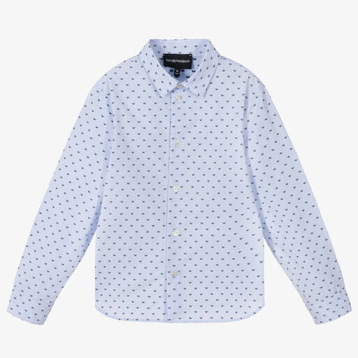 Emporio Armani-Голубая хлопковая рубашка | Childrensalon Outlet