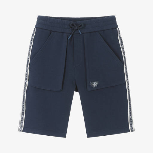 Emporio Armani-Синие шорты-бермуды из хлопкового джерси для мальчиков | Childrensalon Outlet