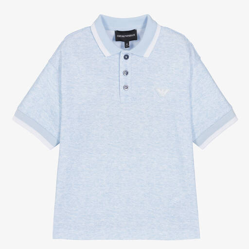 Emporio Armani-Голубая хлопковая рубашка поло | Childrensalon Outlet