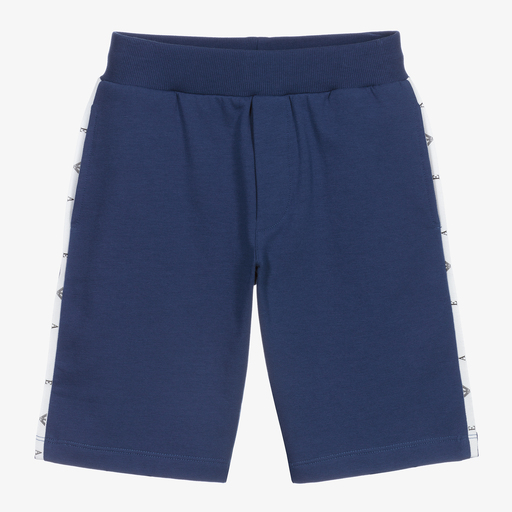 Emporio Armani-Синие хлопковые шорты для мальчиков | Childrensalon Outlet