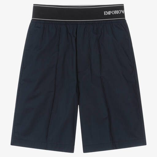 Emporio Armani-Синие хлопковые шорты | Childrensalon Outlet
